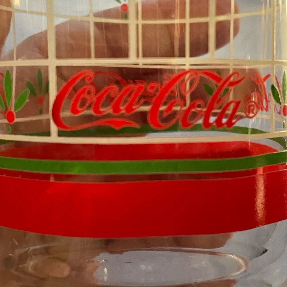 Vintage Coca-Cola Holiday Glass with Red and Green Accents